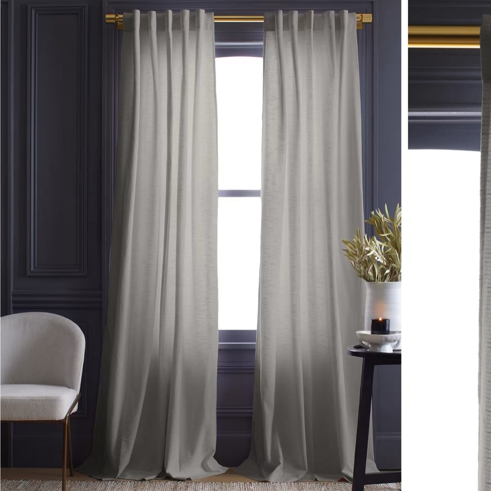 NWT QUINCE Set Of 2 48x108 Cotton Slub Curtains Cloud 8490